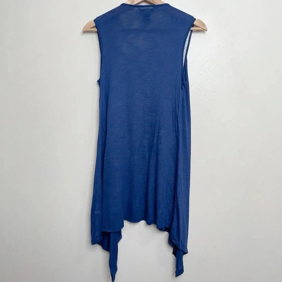 Desigual Womens Small Waterfall Navy Sleeveless Flowy Draped Top Navy - Picture 11 of 11